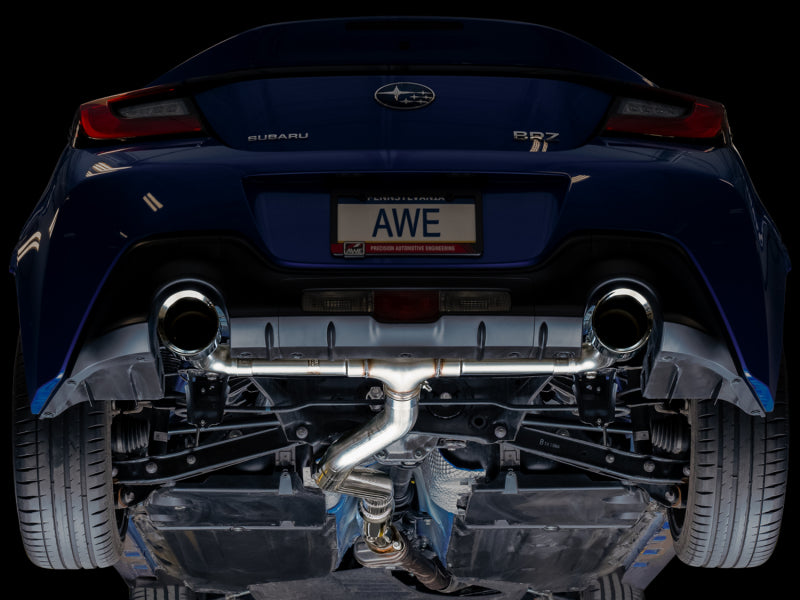 AWE Tuning Subaru BRZ/ Toyota GR86/ Toyota 86 Track Edition Cat-Back Exhaust- Chrome Silver Tips