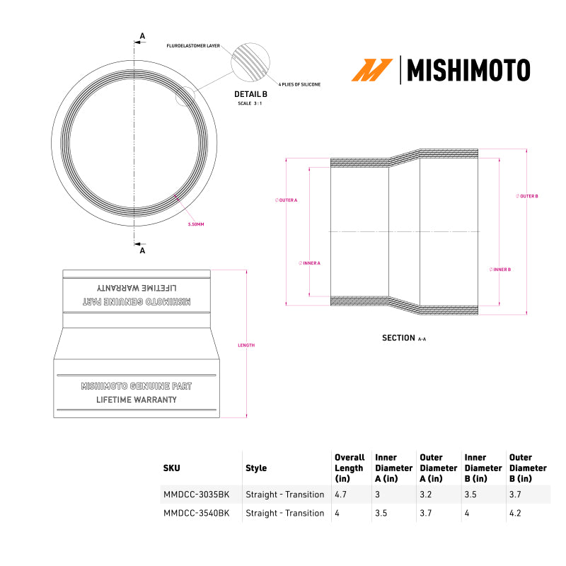 Mishimoto 3in-3.5in Transition Boot