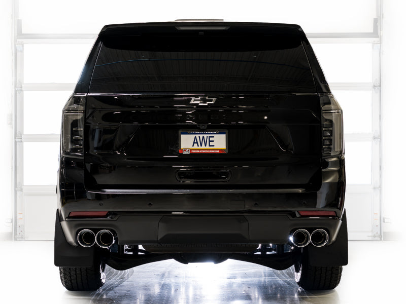 AWE Tuning 2021+ GMC Tahoe/Yukon 5.3L 0FG Split Rear Exit Catback Exhaust - Quad Chrome Silver Tips