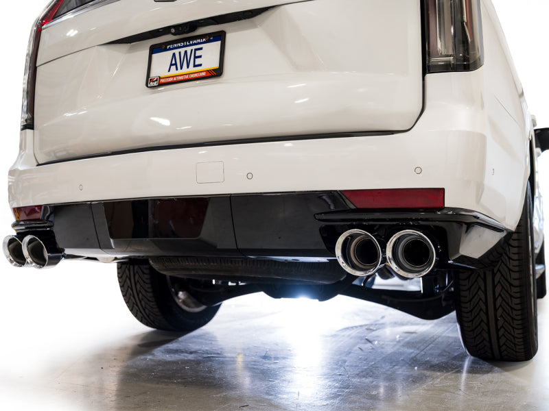 AWE Tuning 2021+ Cadillac Escalade 6.2L 0FG Dual Exit Exhaust System w/ 5in Chrome Silver Tips