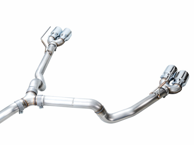 AWE Tuning 2021+ GMC Tahoe/Yukon 5.3L 0FG Split Rear Exit Catback Exhaust - Quad Chrome Silver Tips