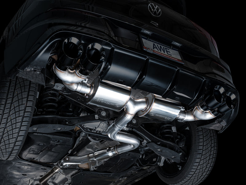 AWE Tuning MK8 Volkswagen Golf R 3in Touring Edition Quad Exhaust - Diamond Black Tips