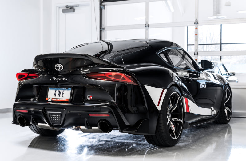 AWE Tuning 2020 Toyota Supra A90 Resonated Touring Edition Exhaust - 5in Diamond Black Tips
