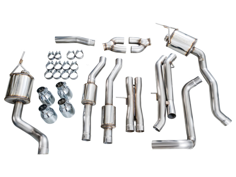 AWE Tuning 2021+ Cadillac Escalade 6.2L 0FG Dual Exit Exhaust System w/ 5in Chrome Silver Tips
