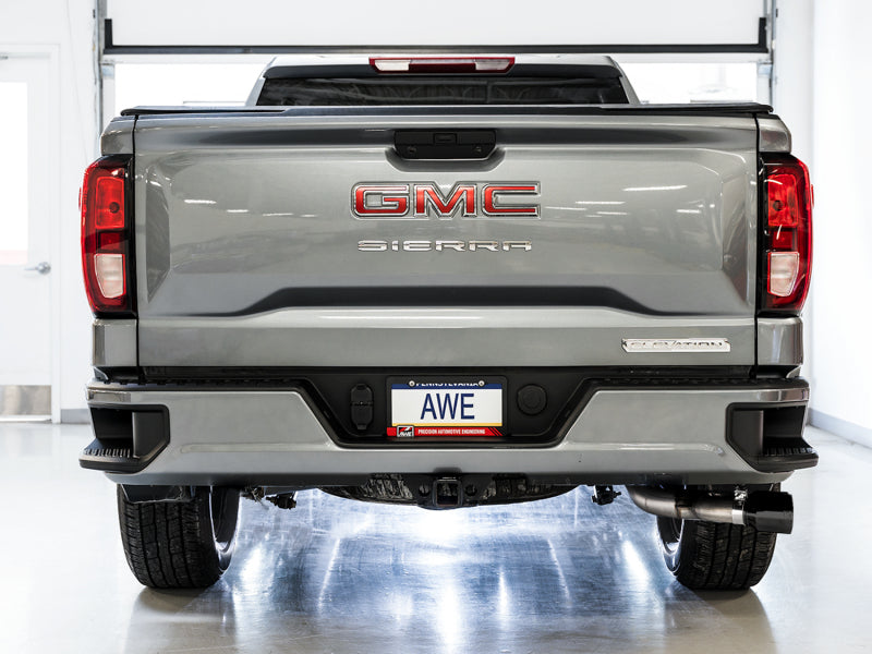 AWE Tuning 4th Gen GM 1500 5.3L 0FG Cat-Back Dual Side Exit (Flat Bumper) - Diamond Tips