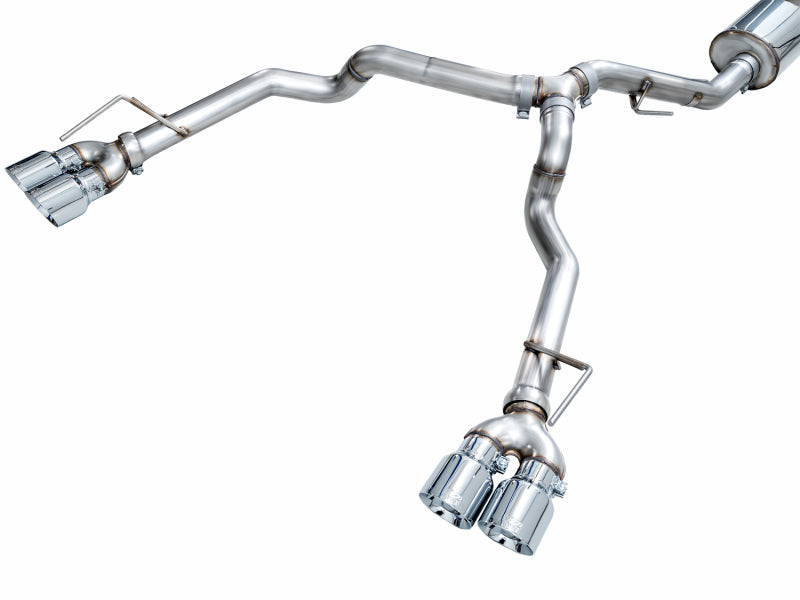 AWE Tuning 2021+ GMC Tahoe/Yukon 5.3L 0FG Split Rear Exit Catback Exhaust - Quad Chrome Silver Tips