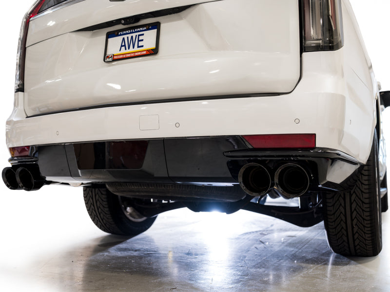 AWE Tuning 2021+ Cadillac Escalade 6.2L ESV 0FG Dual Exit Exhaust System w/ 5in Diamond Blk Tips