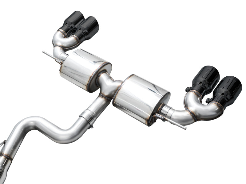 AWE Tuning MK8 Volkswagen Golf R 3in Touring Edition Quad Exhaust - Diamond Black Tips