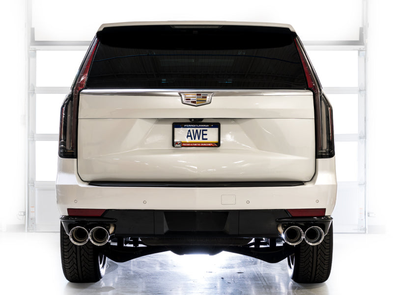 AWE Tuning 2021+ Cadillac Escalade 6.2L 0FG Dual Exit Exhaust System w/ 5in Chrome Silver Tips
