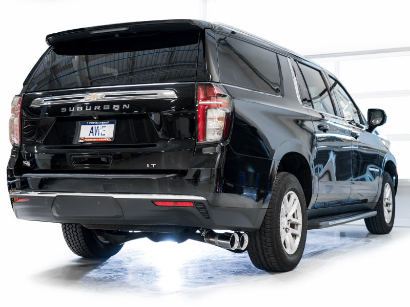 AWE Tuning 2021+ GMC Suburban/Yukon XL 5.3L 0FG Side Exit Catback Exhaust - Chrome Silver Tips