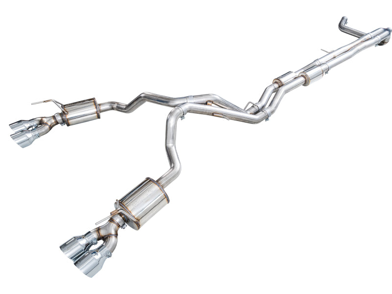 AWE Tuning 2021+ Cadillac Escalade 6.2L ESV 0FG Dual Exit Exhaust System w/ 5in Chrome Silver Tips