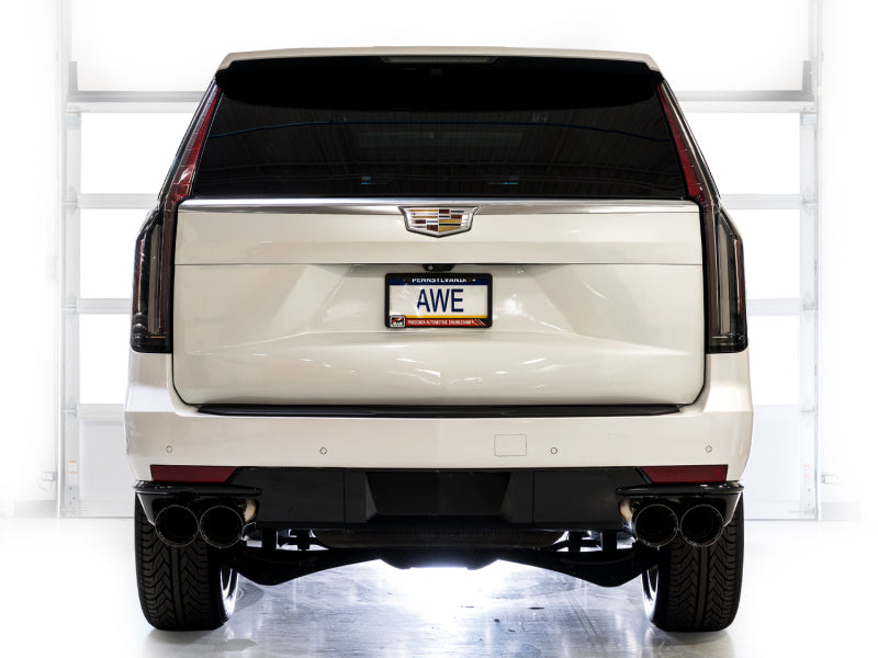 AWE Tuning 2021+ Cadillac Escalade 6.2L ESV 0FG Dual Exit Exhaust System w/ 5in Diamond Blk Tips