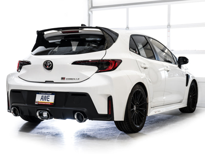 AWE Tuning 23-24 Toyota GR Corolla Track Edition Cat-Back Exhaust - Chrome Silver Tips