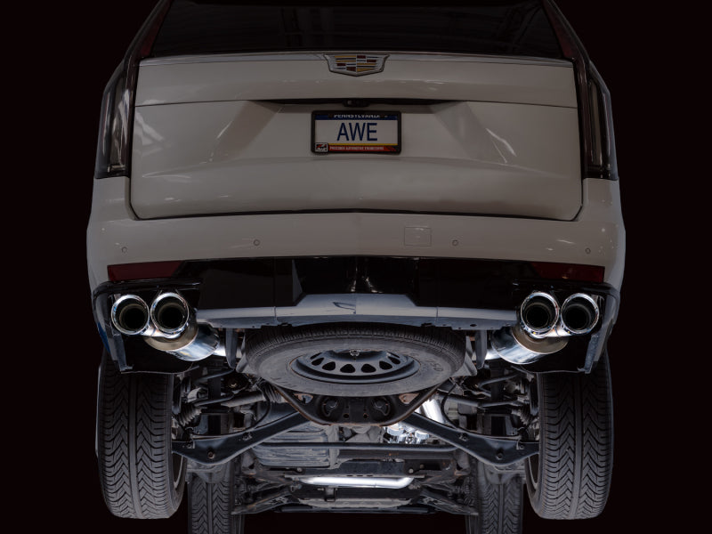 AWE Tuning 2021+ Cadillac Escalade 6.2L 0FG Dual Exit Exhaust System w/ 5in Chrome Silver Tips