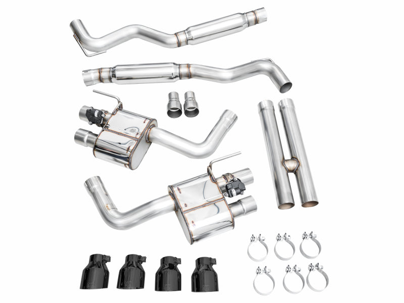 AWE 2024 Ford Mustang GT Fastback S650 RWD SwitchPath Cat-Back Exhaust w/ Quad Diamond Black Tips