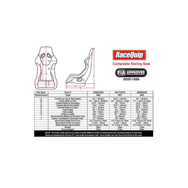 RaceQuip FIA Racing Seat - Medium