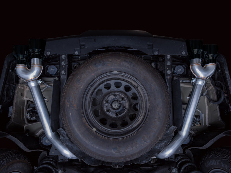 AWE Tuning 2021+ GMC Tahoe/Yukon 5.3L 0FG Split Rear Exit Catback Exhaust - Quad Diamond Blk Tips