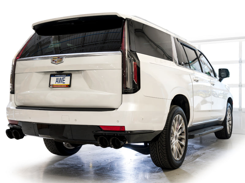 AWE Tuning 2021+ Cadillac Escalade 6.2L ESV 0FG Dual Exit Exhaust System w/ 5in Diamond Blk Tips