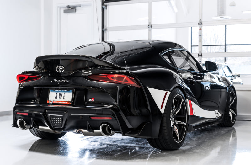 AWE Tuning 2020 Toyota Supra A90 Non-Resonated Touring Edition Exhaust - 5in Chrome Silver Tips