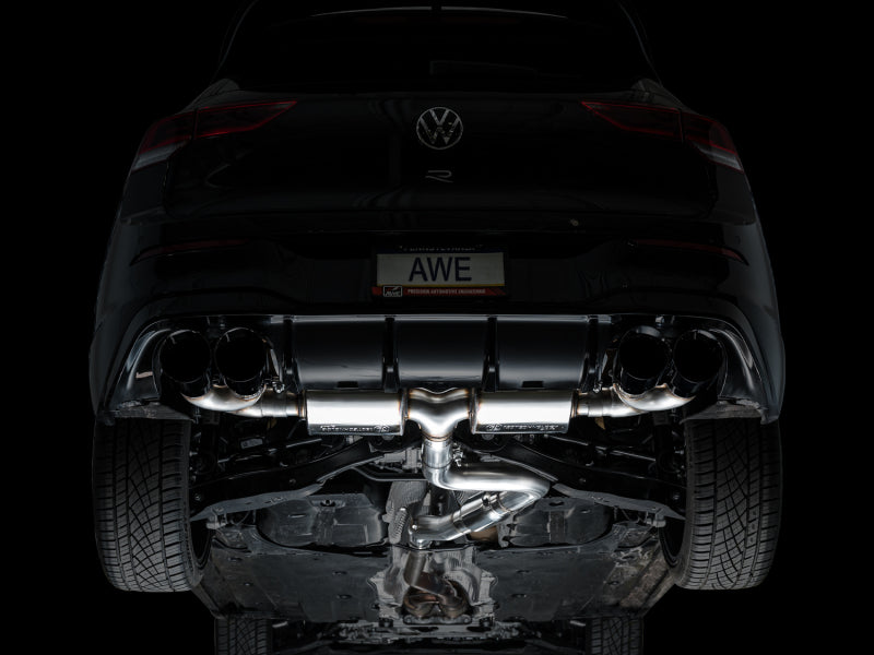 AWE Tuning MK8 Volkswagen Golf R 3in Touring Edition Quad Exhaust - Diamond Black Tips
