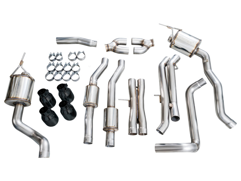AWE Tuning 2021+ Cadillac Escalade 6.2L 0FG Dual Exit Exhaust System w/ 5in Diamond Blk Tips
