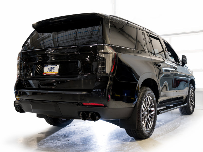 AWE Tuning 2021+ GMC Suburban/Yukon XL 5.3L 0FG Split Rear Exit Catback - Quad Diamond Blk Tips