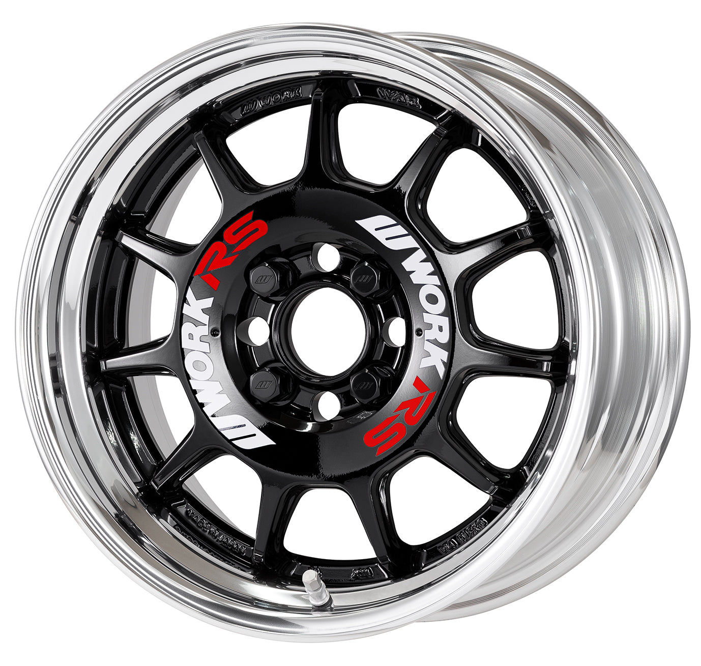 WORK WHEELS EMOTION RS11 16x7.0 4-100 +42ET (BLK FACE / POLISH LIP) (RED/WHT STICKERS)