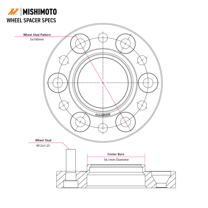 Mishimoto Wheel Spacers - 5x100 - 56.1 - 25 - M12 - Black