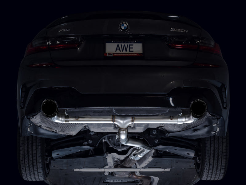 AWE Tuning 19-23 BMW 330i / 21-23 BMW 430i Base G2X Track Edition Axle-Back Exhaust - Diamond Black