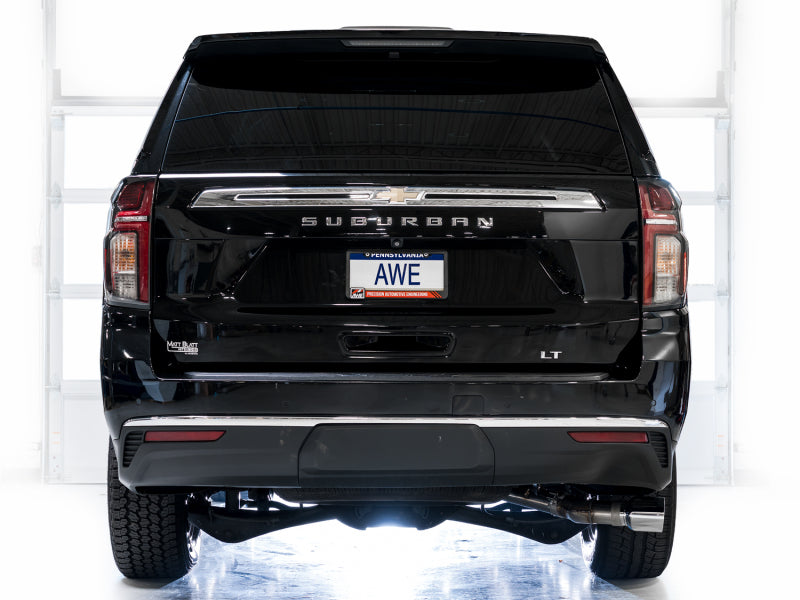 AWE Tuning 2021+ GMC Suburban/Yukon XL 5.3L 0FG Side Exit Catback Exhaust - Chrome Silver Tips