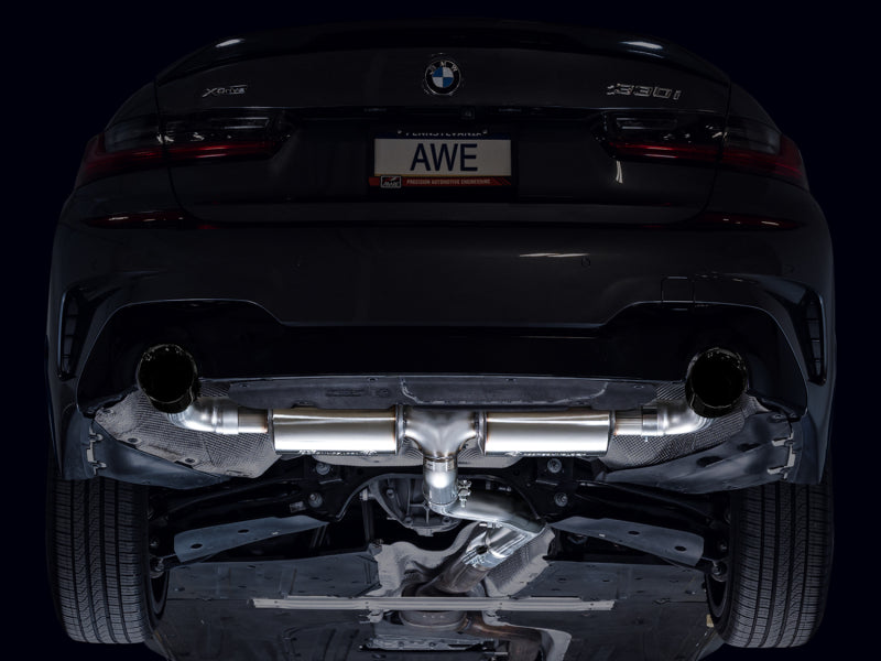 AWE 19-23 BMW 330i / 21-23 BMW 430i Base G2X Touring (Excl. Conv) Axle-Back Exhaust - Diamond Black