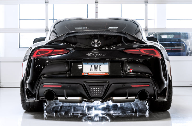 AWE Tuning 2020 Toyota Supra A90 Resonated Touring Edition Exhaust - 5in Diamond Black Tips