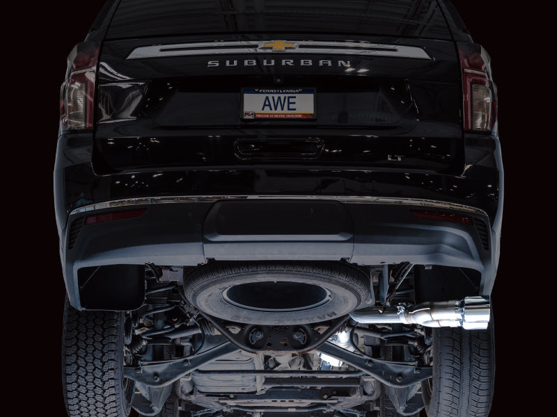 AWE Tuning 2021+ GMC Suburban/Yukon XL 5.3L 0FG Side Exit Catback Exhaust - Chrome Silver Tips