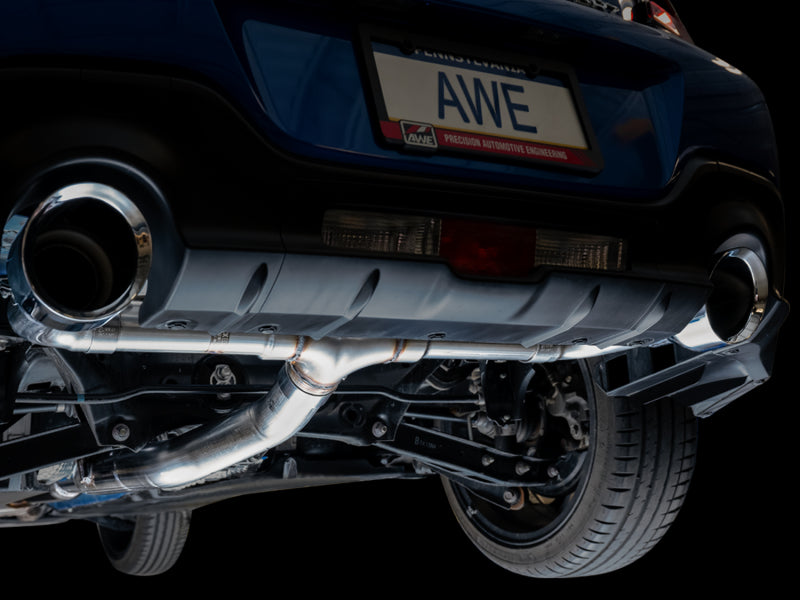 AWE Tuning Subaru BRZ/ Toyota GR86/ Toyota 86 Track Edition Cat-Back Exhaust- Chrome Silver Tips