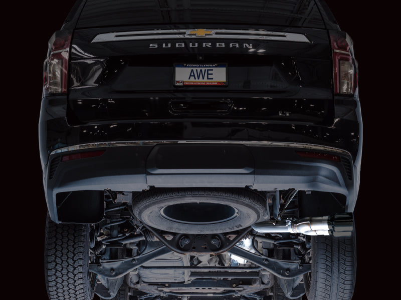 AWE Tuning 2021+ GMC Tahoe/Yukon 5.3L 0FG Side Exit Catback Exhaust - Diamond Black Tips