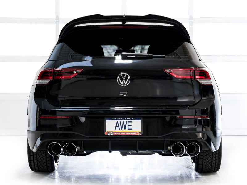 AWE Tuning MK8 Volkswagen Golf R 3in Touring Edition Quad Exhaust - Chrome Silver Tips
