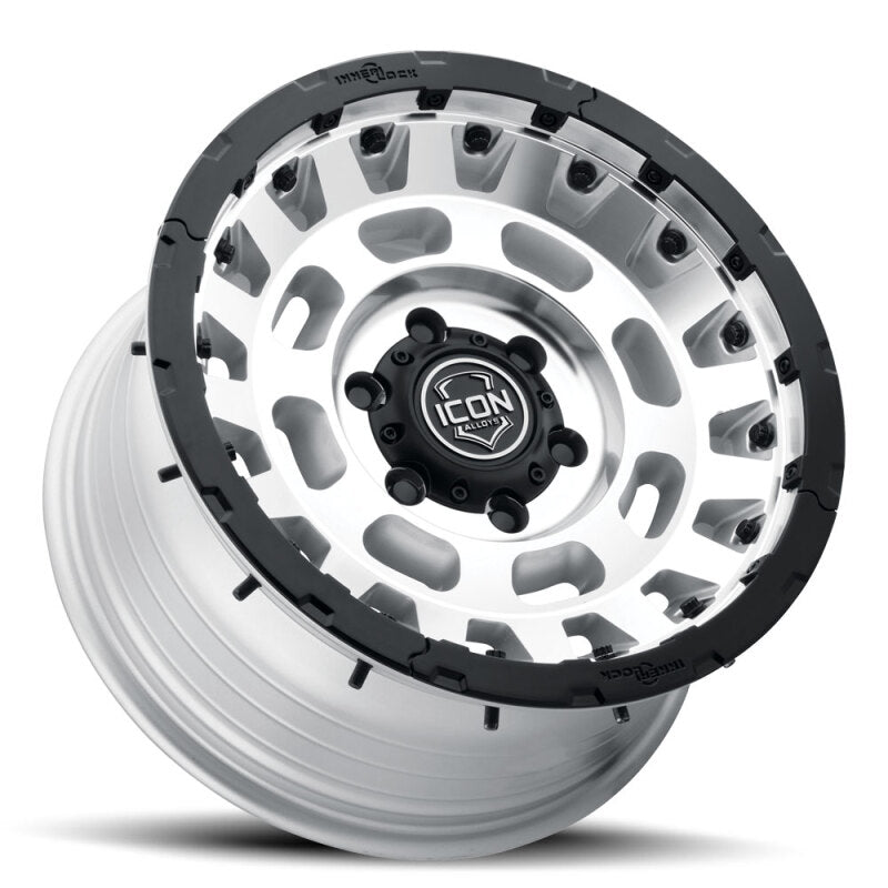 ICON Hammer Pro 17x8.5 / 5x5 / -6mm / 4.5in BS - Silver Machined