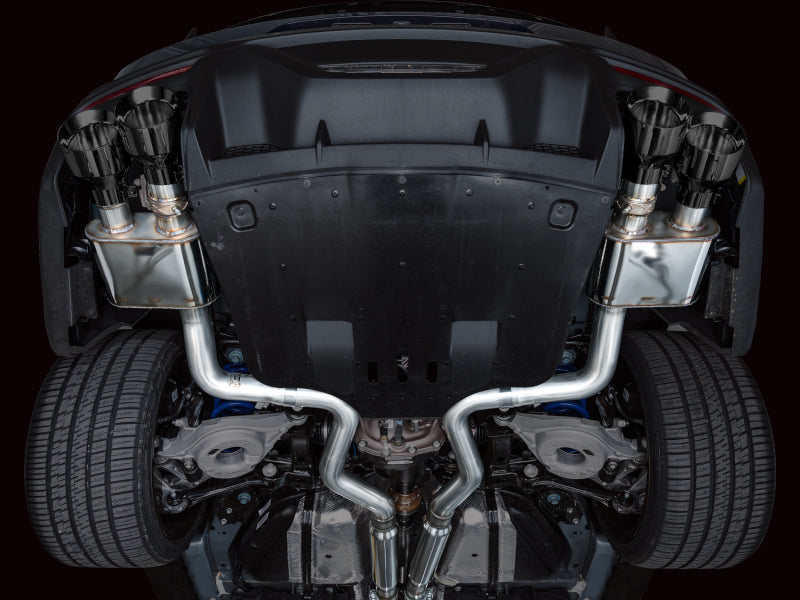 AWE 2024 Ford Mustang Dark Horse S650 RWD SwitchPath Cat-Back Exhaust w/ Quad Diamond Black Tips