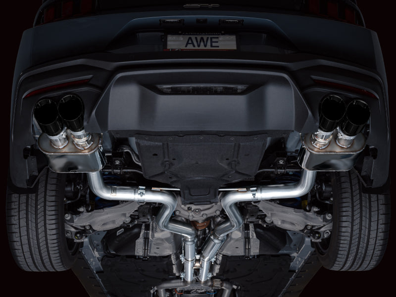 AWE 2024 Ford Mustang GT Fastback S650 RWD SwitchPath Cat-Back Exhaust w/ Quad Diamond Black Tips