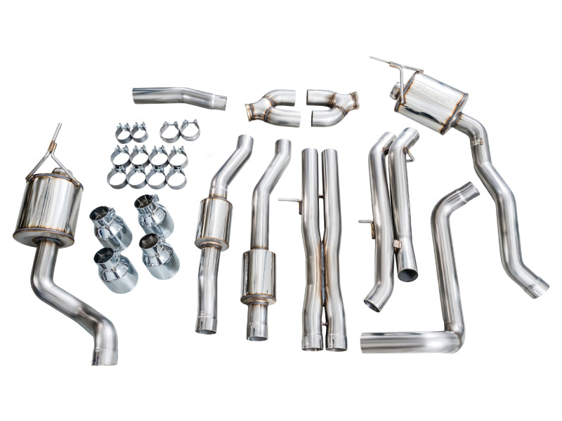 AWE Tuning 2021+ Cadillac Escalade 6.2L ESV 0FG Dual Exit Exhaust System w/ 5in Chrome Silver Tips