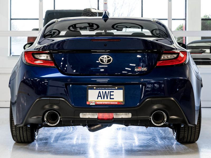AWE Tuning Subaru BRZ/ Toyota GR86/ Toyota 86 Touring Edition Cat-Back Exhaust- Chrome Silver Tips