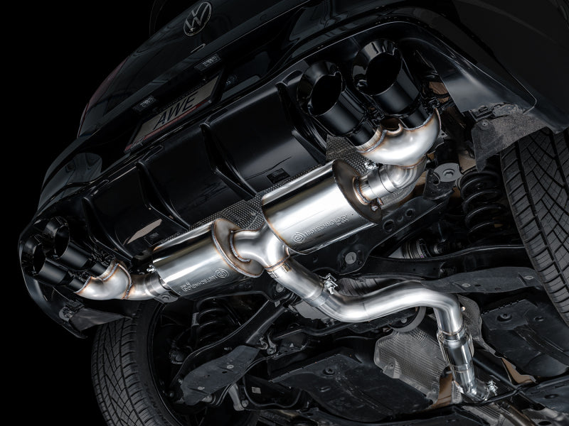AWE Tuning MK8 Volkswagen Golf R 3in Touring Edition Quad Exhaust - Diamond Black Tips