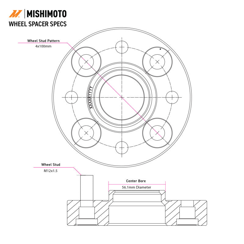 Mishimoto Wheel Spacers - 5x114.3 - 66.1 - 25 - M12 - Black