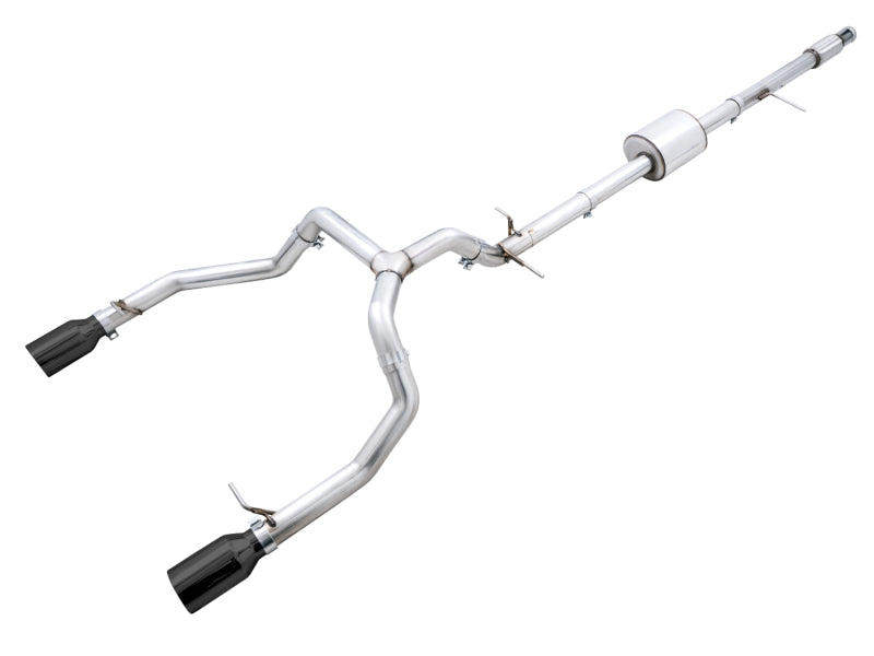 AWE Tuning 4th Gen GM 1500 5.3L 0FG Cat-Back Split Rear Exit (Flat Bumper) - Dual Diamond Tips