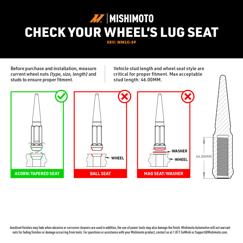 Mishimoto Mishimoto Steel Spiked Lug Nuts M14 x 1.5 32pc Set Chrome