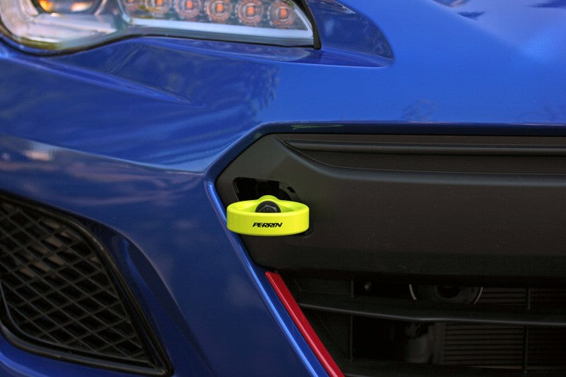 PERRIN 18-21 Subaru WRX & STI / 13-25 BRZ / 17-20 Toyota 86 Tow Hook Kit (Front) - Neon Yellow